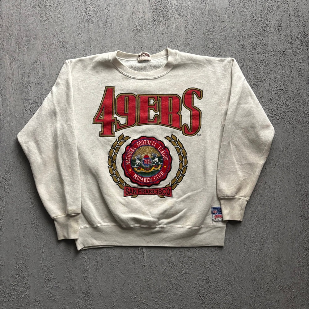 Vintage San Francisco 49ers NFL Sweatshirt Mens Large White 90s Nutmeg